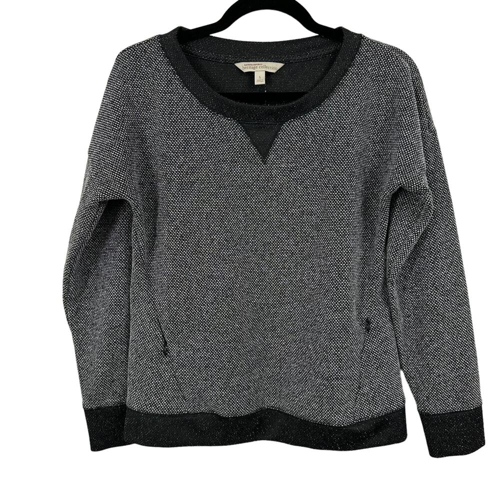Banana‎ Republic Heritage Sweatshirt Women's Small Black White Textured Pullover